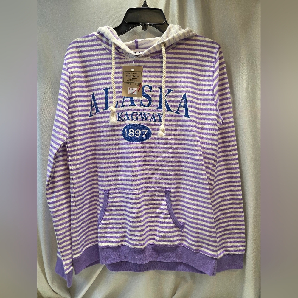 Purple and White Striped Hoodie